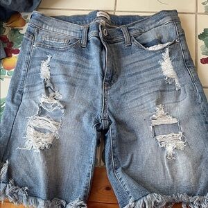 Sneak Peek Medium Blue Ripped Jean Shorts